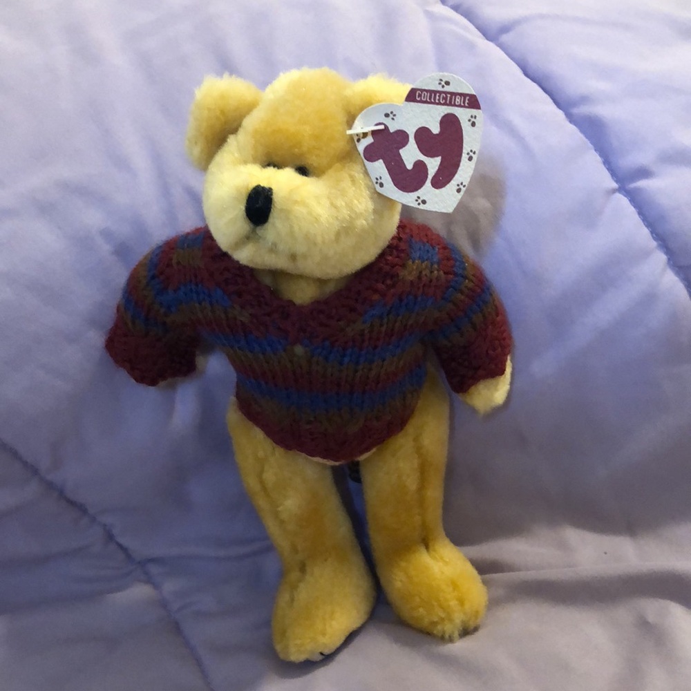 🛍️5/$20🛍️EUC TY Teddy Bear with Striped Sweater